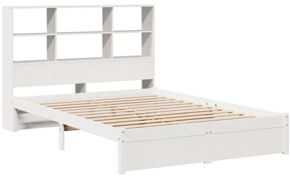 Cama com estante sem colchão 120x200 cm pinho maciço branco