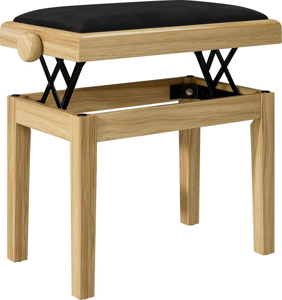HOMCOM Banco para Piano Ajustável 45-56 cm com Assento Acolchoado em Veludo e Pernas em Madeira Natural | Aosom Portugal