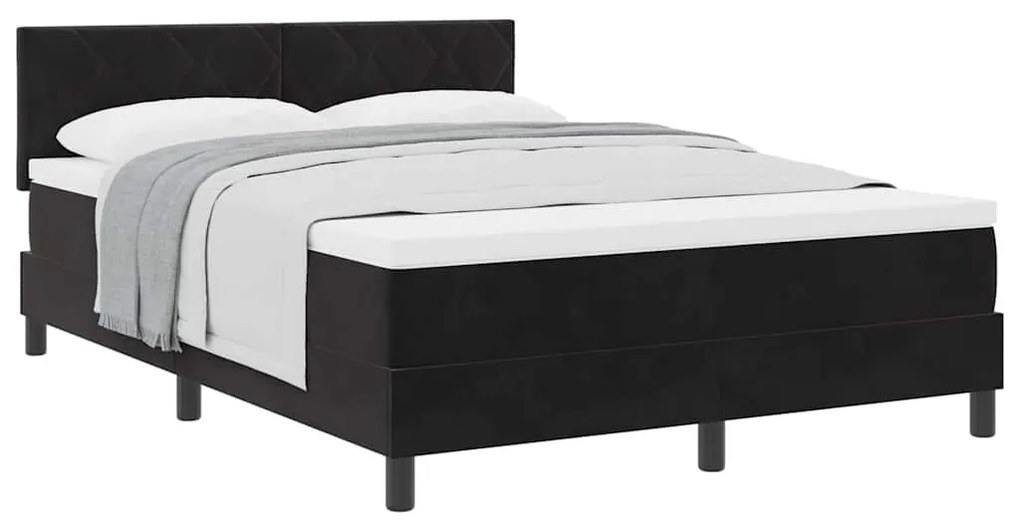 Cama Box Spring com Colchão Preto, 140x190 cm de Veludo