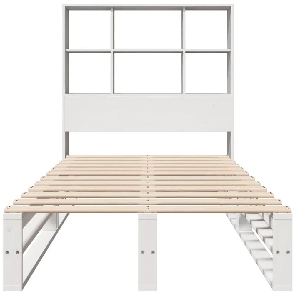Cama com estante sem colchão 90x190 cm madeira maciça branco