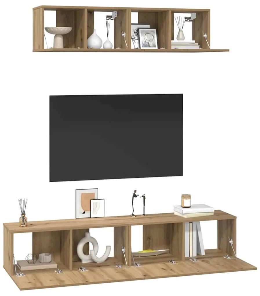 Conjunto de Estantes para TV 4 pcs carvalho artisiano