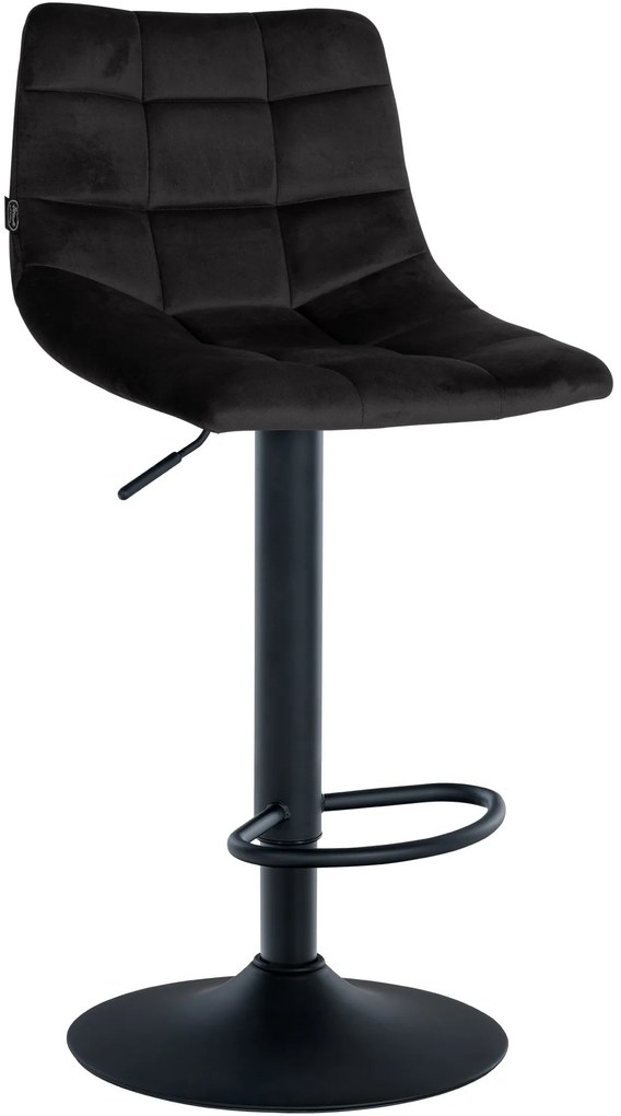 Conjunto de 2 bancos de bar Jerry em veludo com estrutura preta 87-108,5 x 43 x 46,5 cm Preto