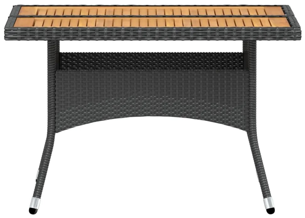 5 pcs conjunto de jantar p/ jardim vime PE/acácia maciça preto
