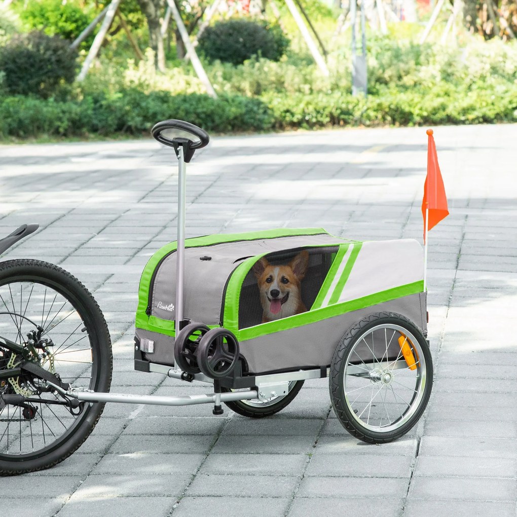 PawHut Reboque de Bicicleta para Cães 2 em 1 Carrinho para Animais de