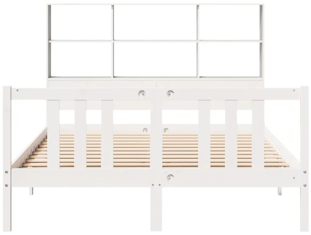 Cama com estante sem colchão 140x200 cm pinho maciço branco