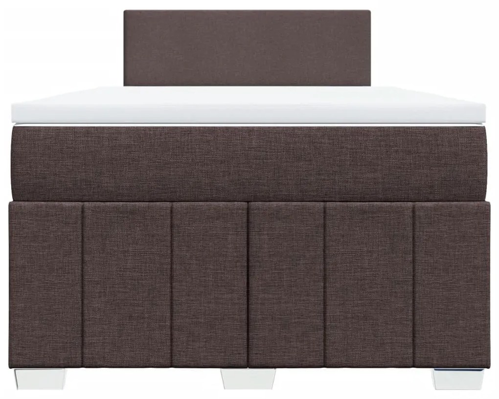 Cama boxspring com colchão 120x190 cm tecido castanho-escuro