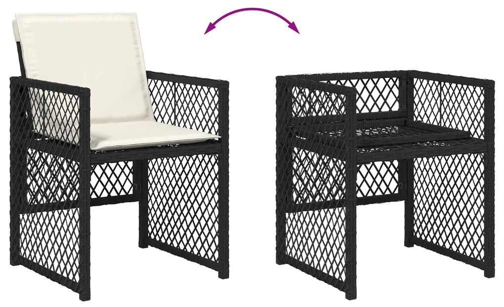 Conjunto de Jantar de Jardim vidaXL de 5 Peças com Almofadas em Preto