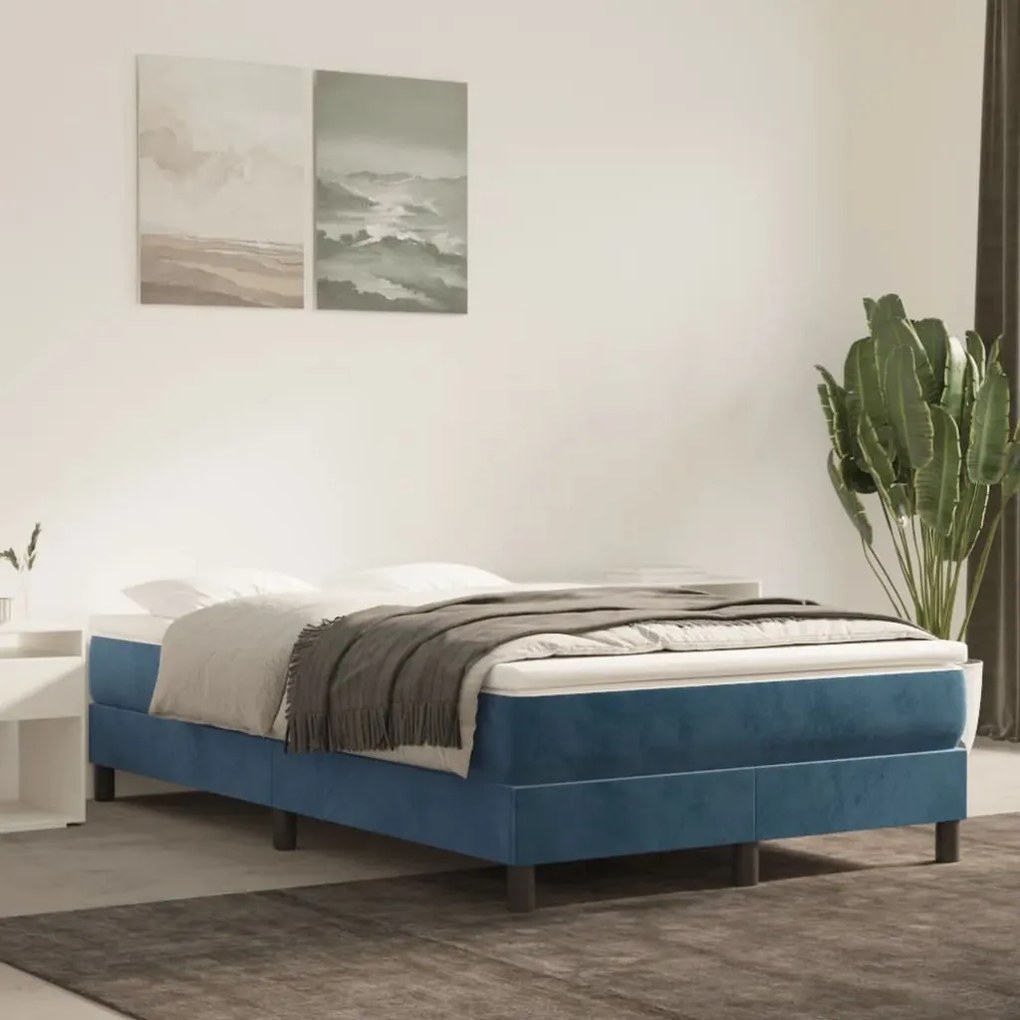 Estrutura de cama 120x200 cm veludo azul-escuro