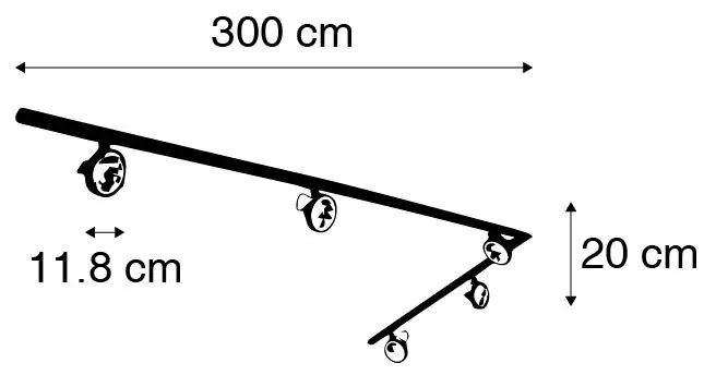 Sistema de calhas com 5 focos preto monofásico - Go Moderno