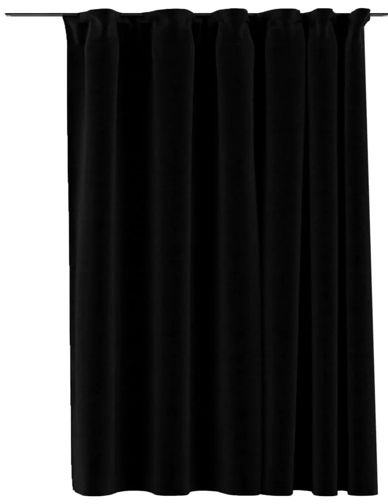Cortinas opacas aspeto linho com ganchos 290x245 cm preto