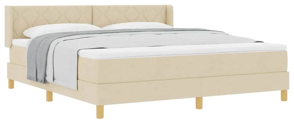 Cama Box Spring com Colchão em Tecido Creme, 180x200 cm