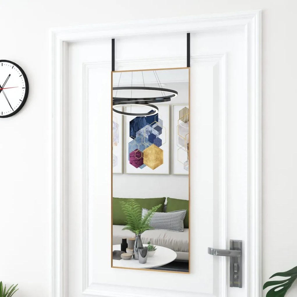 vidaXL Espelho para porta 40x100 cm vidro e alumínio dourado