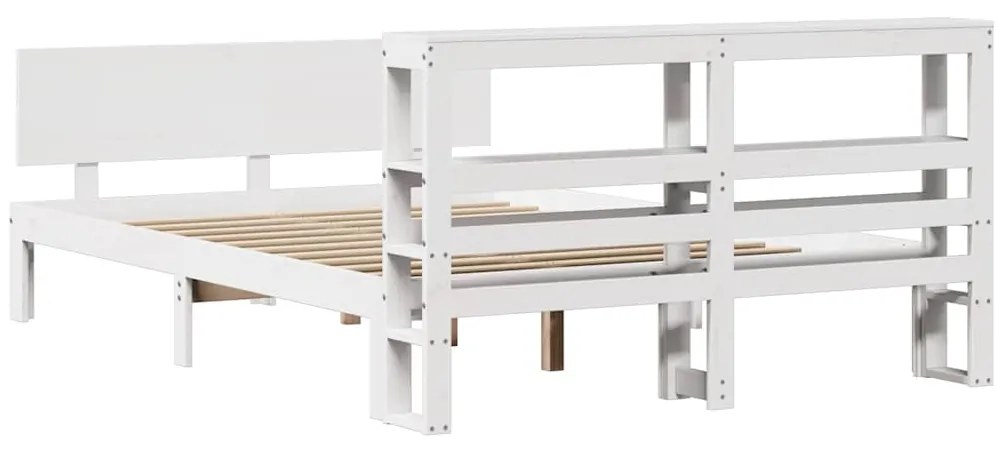 Estrutura cama c/ cabeceira 135x190 cm pinho maciço branco