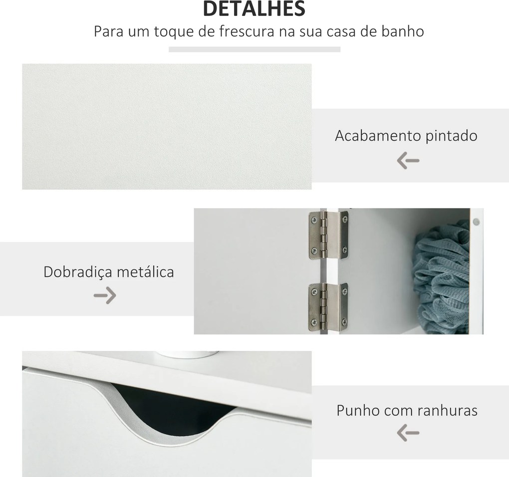 kleankin Coluna Casa de Banho com 2 Portas e 2 Prateleiras Abertas Arm