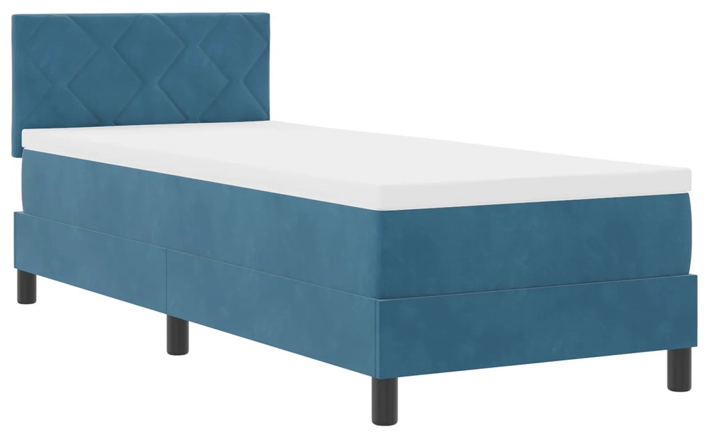 Cama Box com Colchão vidaXL Azul Escuro 80x200 cm Veludo