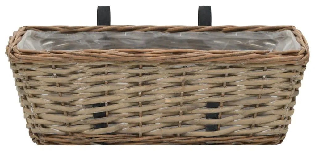 Floreira de varanda 2 pcs vime com revestimento a PE 40 cm