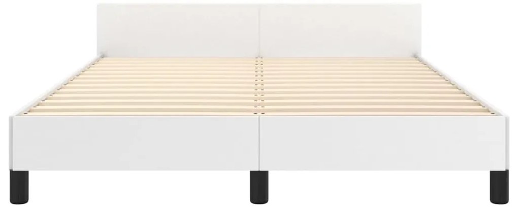 Estrutura cama c/ cabeceira couro artificial 140x190 cm branco
