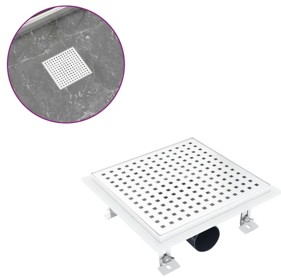 VidaXL Dreno de chuveiro 23x23 cm aço inoxidável