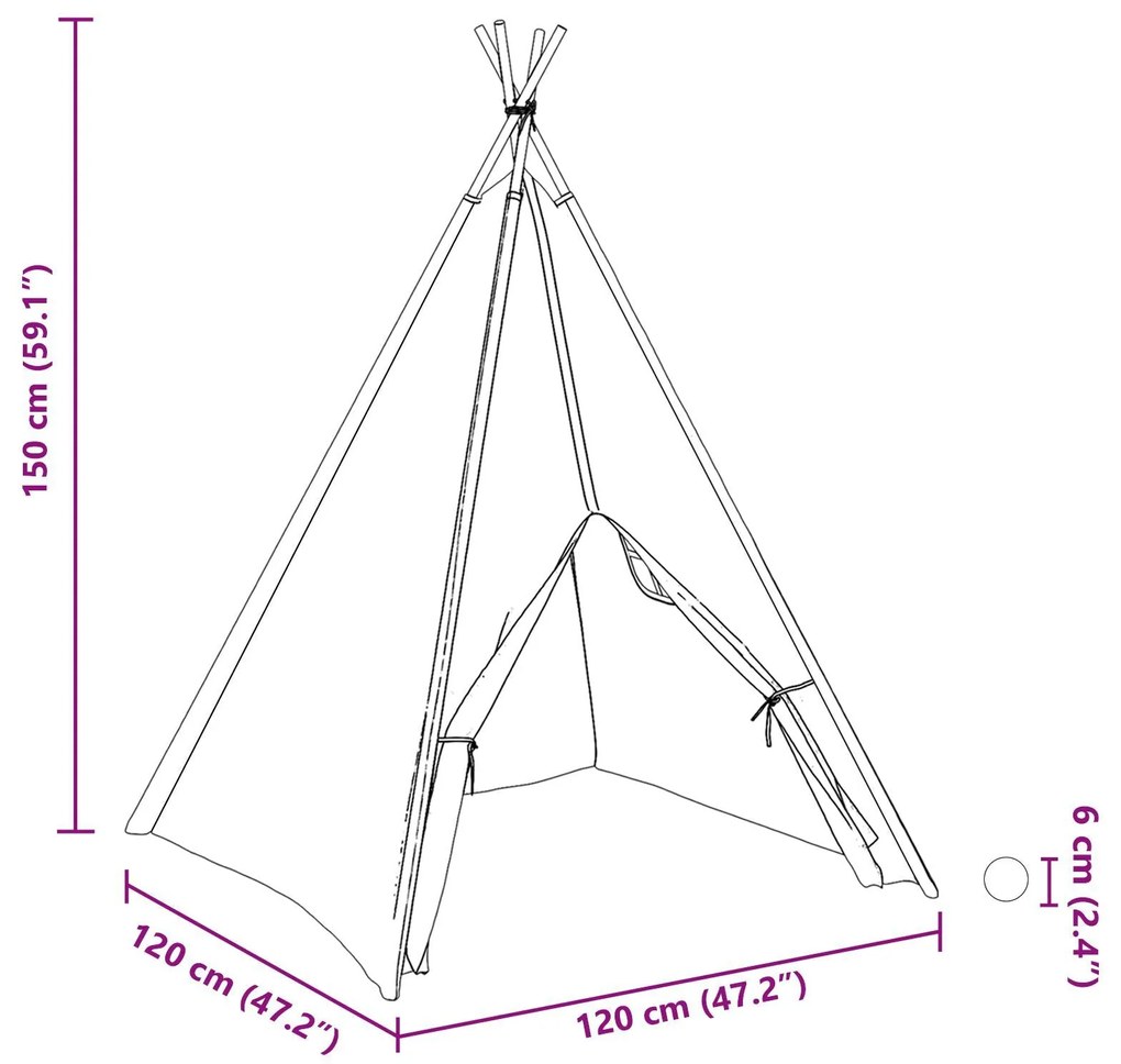 Tenda Teepee para Crianças com Bolsa em Pêssego e Bola de Brincar Bran