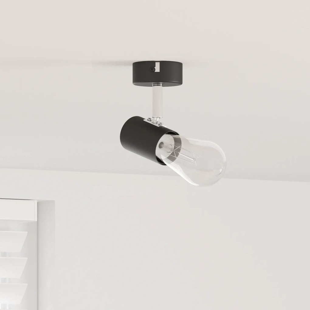 vidaXL Spotlight de Teto 1 Via Ajustável Preto E27