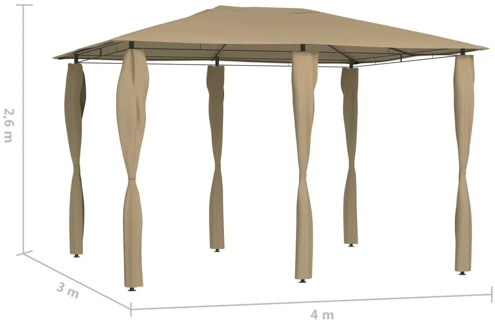 Gazebo 3x4x2,6m + capas para postes 160 g/m² cinza-acastanhado