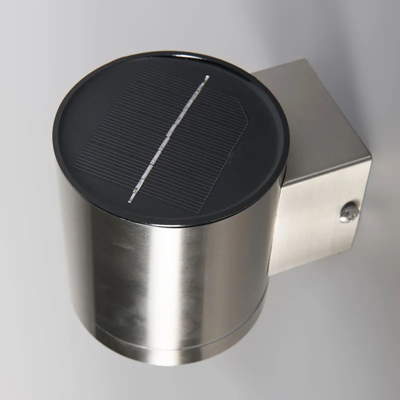 Aplique exterior aço LED IP44 solar - ETA Moderno