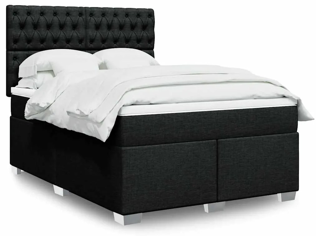 Cama com molas/colchão 140x190 cm tecido preto
