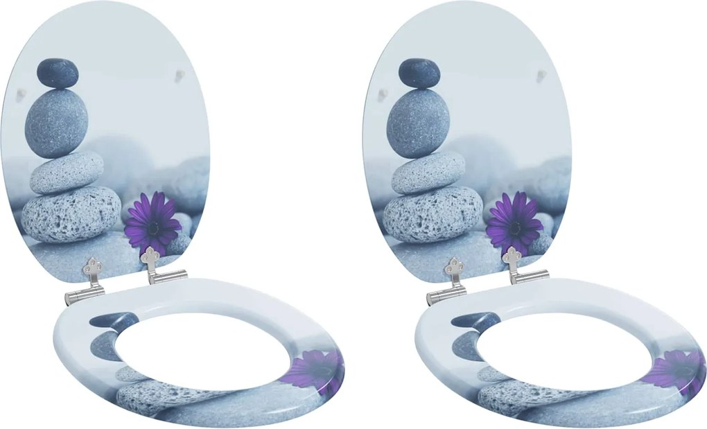 vidaXL Assento de Vaso Sanitário 2 pcs Cinzeto 44 x 38 cm Placa de MDF