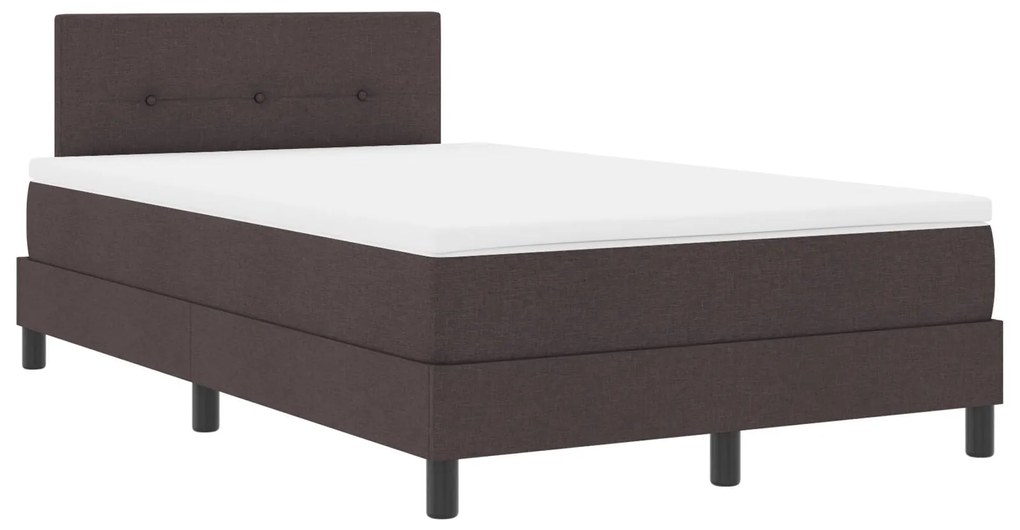 Cama Box Spring com Colchão & LED Marrom Escuro 120x190 cm Tecido