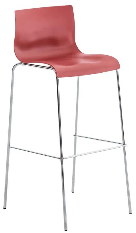 Banco de bar Hoover em plástico e com estrutura cromada 43 x 100 x 48 cm Vermelho