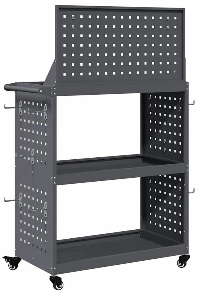 Carro de Ferramentas com prateleira com roda Antracite 65 x 35 x 111 c