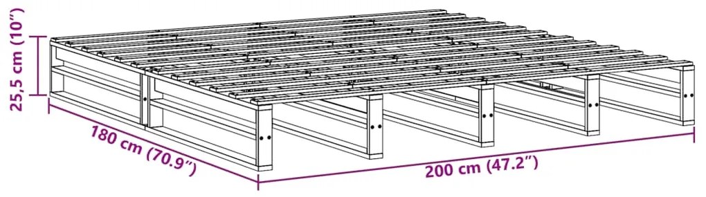 Cama sem colchão 180x200 cm pinho maciço castanho-mel