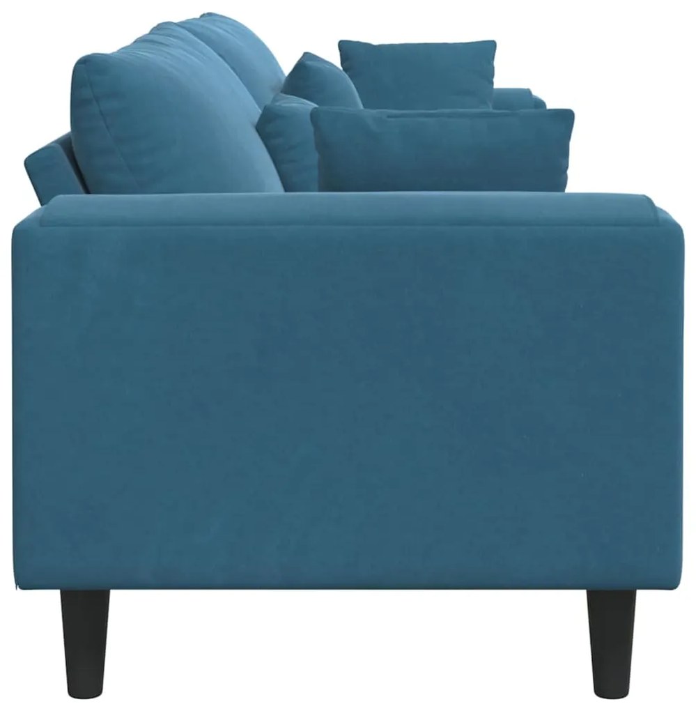 Sofá de Veludo com almofada com travesseiro Azul 208 cm Veludo
