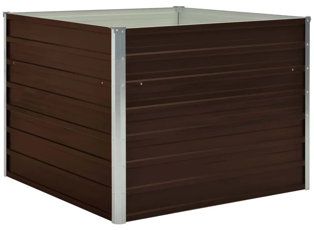 Canteiro jardim elevado 100x100x77cm aço galvanizado castanho