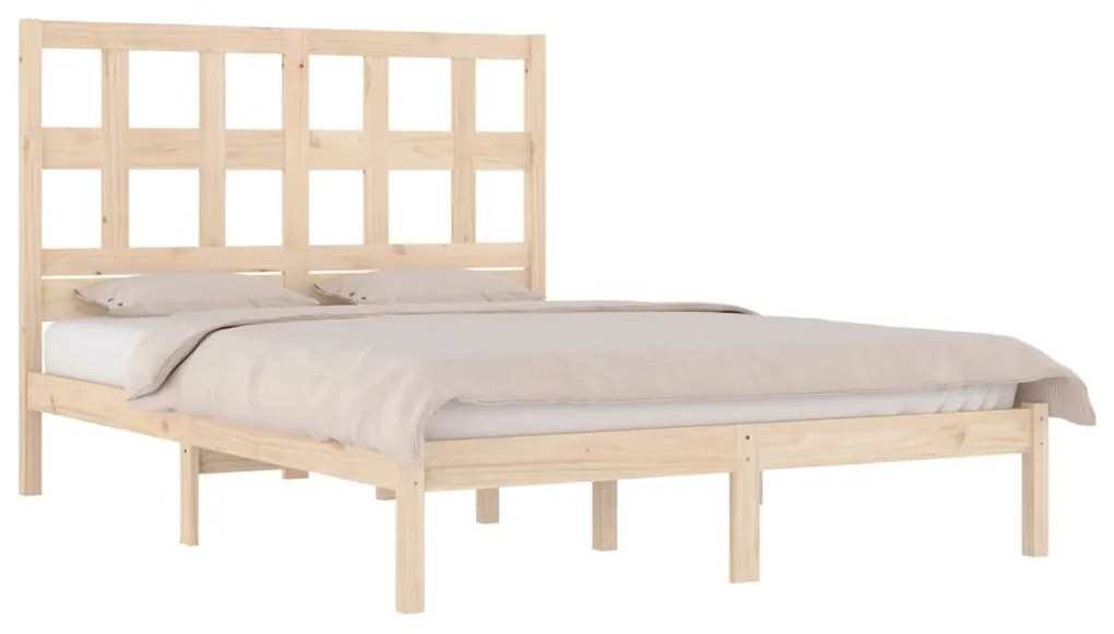 Estrutura de cama dupla 4FT6 135x190 cm madeira de pinho maciça