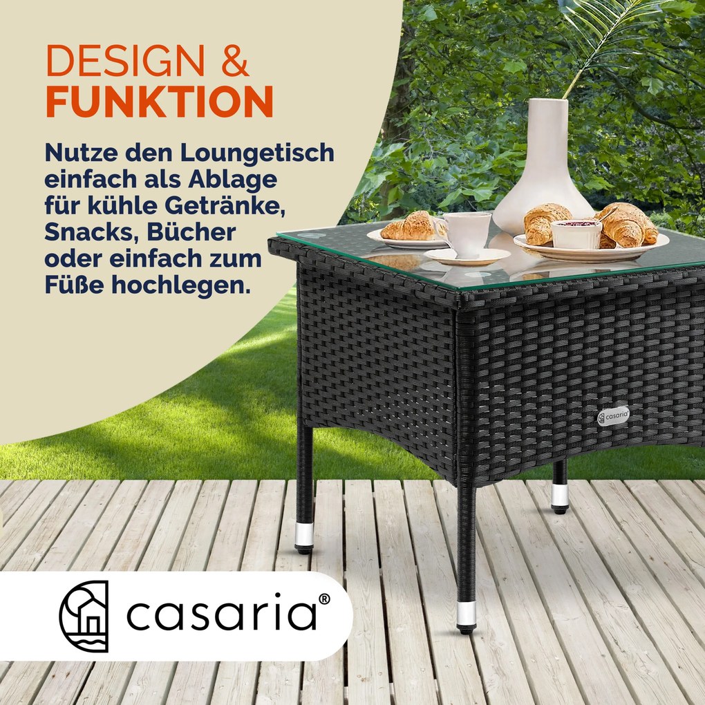 Mesa auxiliar jardim em polyrattan 50 x 50 x 45 cm Preto