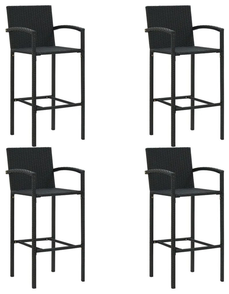 Conjunto de bar exterior c/ apoio de braços 5 pcs vime PE preto