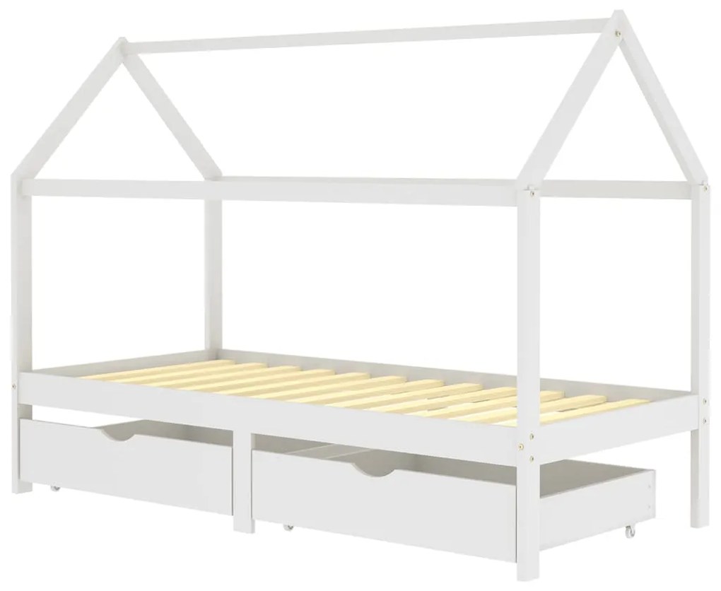 Cama para crianças c/ gavetas 90x200 cm pinho maciço branco