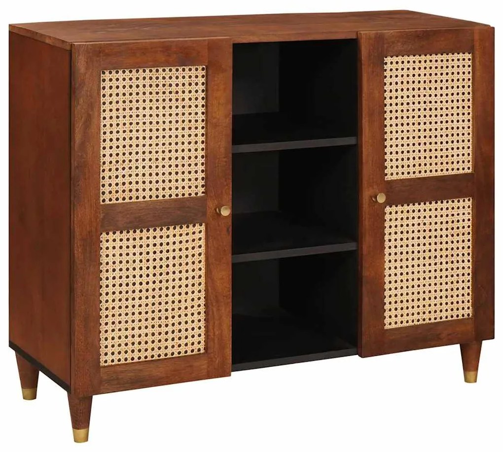 vidaXL Buffet Castanho 90 x 33,5 x 75 cm Madeira de manga maciça