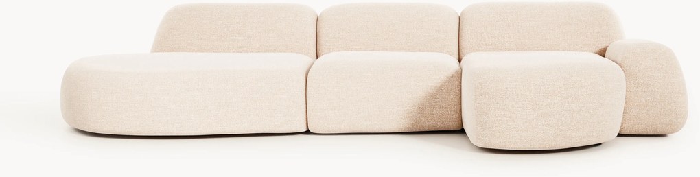 Sofá de canto modular em bouclé com chaise longue Wolke (4 lugares)