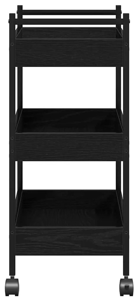 Carrinho de Cozinha vidaXL Carvalho Preto 50x30x70 cm Madeira de Engen