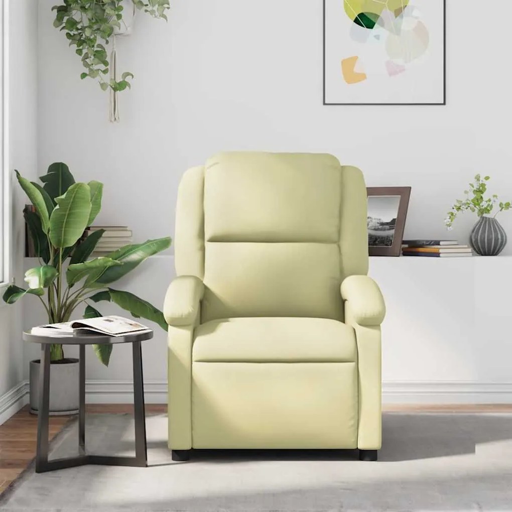 Poltrona de massagens reclinável couro genuíno cor creme