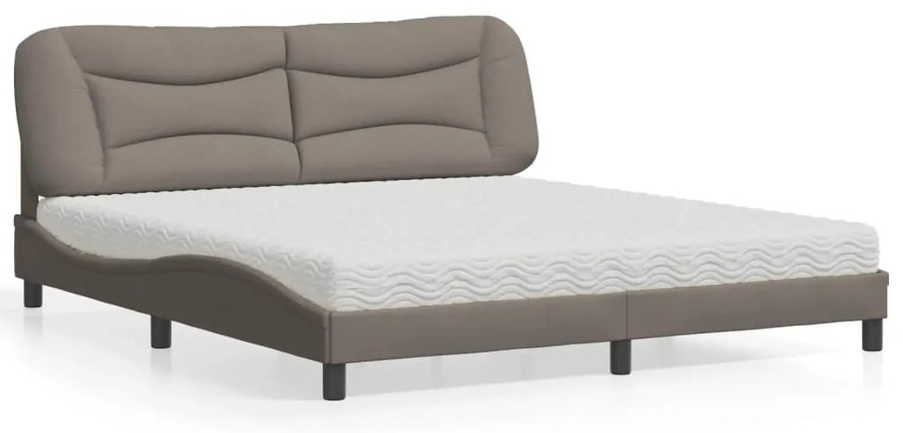 vidaXL Cama com colchão 180x200 cm tecido castanho-acinzentado