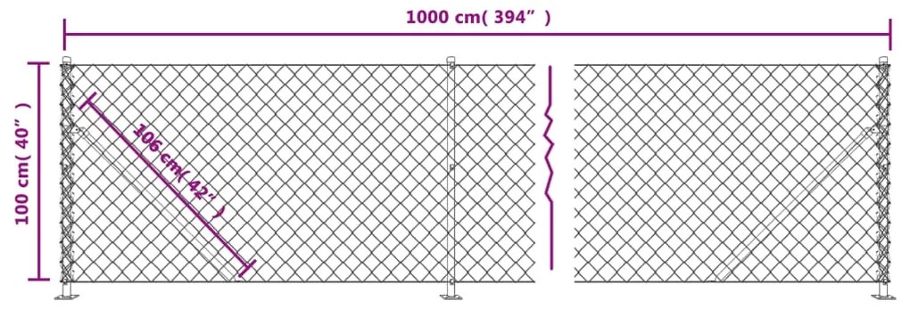 Cerca de arame com flange 1x10 m antracite