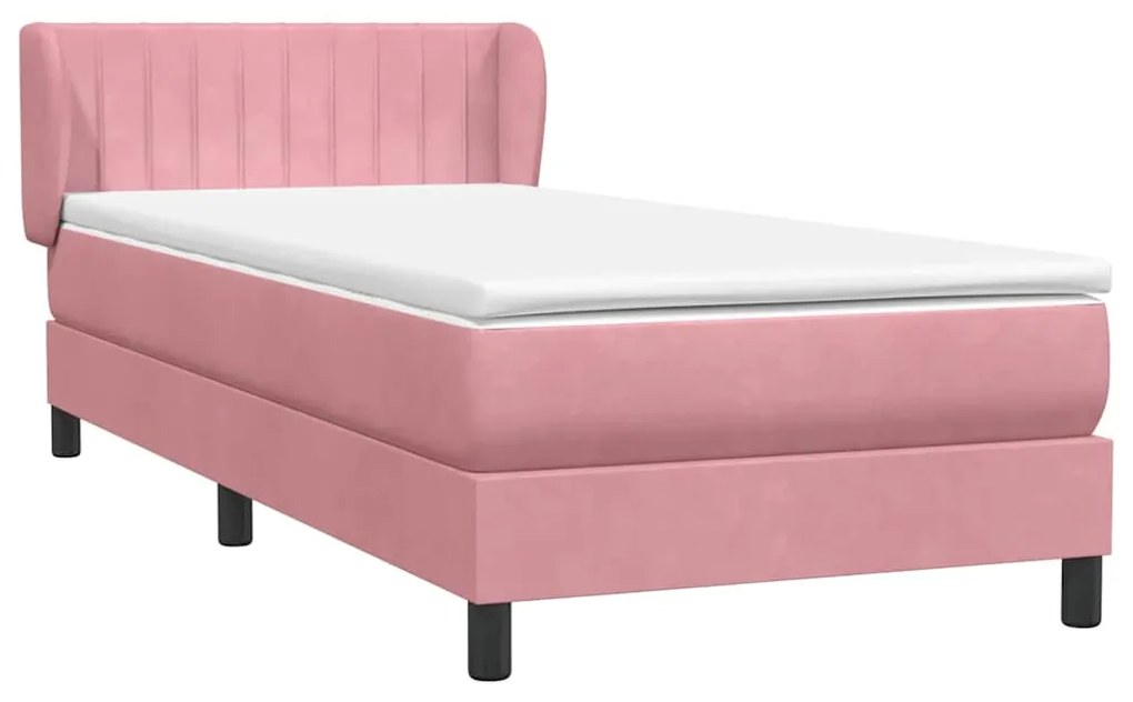 Cama com molas/colchão 100x220 cm veludo Rosa