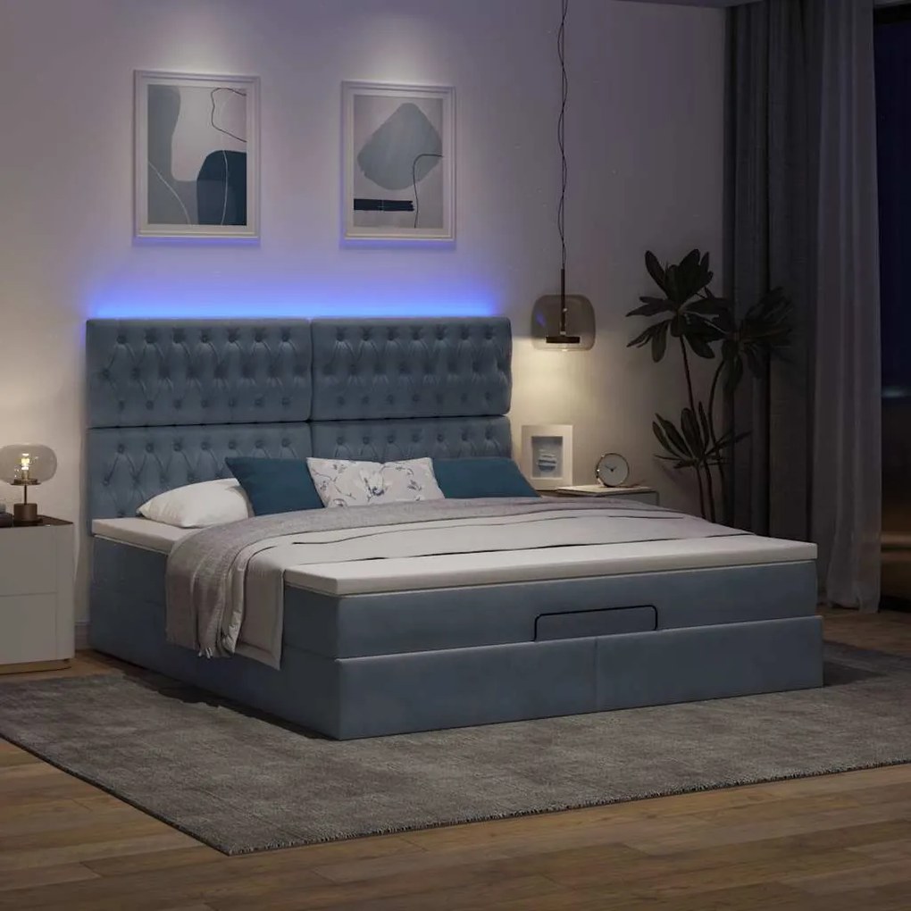 Estrutura cama otomana colchões 180x200 cm cinzento escuro