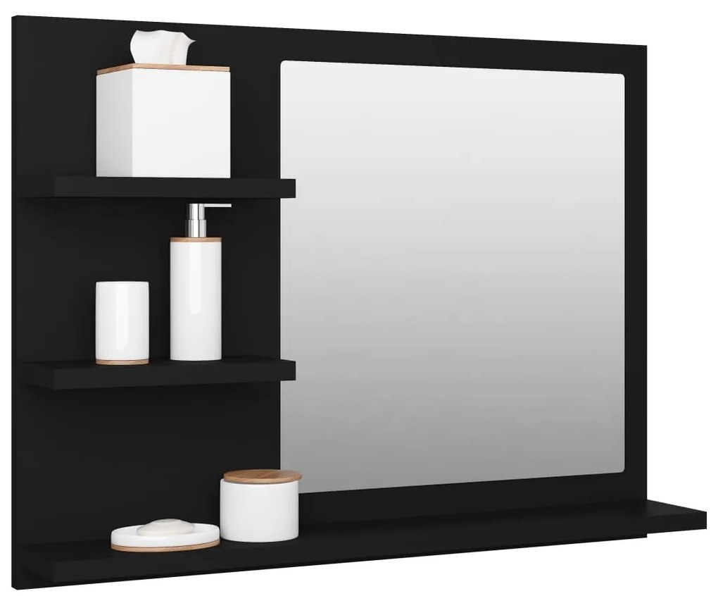 Espelho de casa de banho 60x10,5x45 cm contraplacado preto