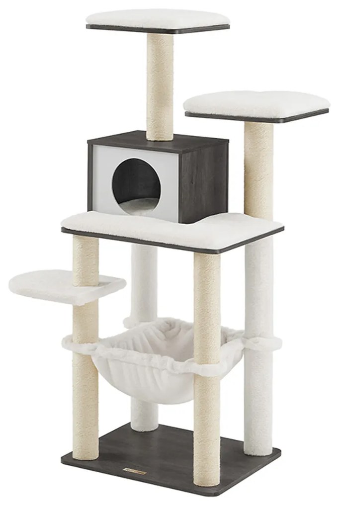 Arranhador para gatos moderno 55 x 45 x 138 cm Cinzento nevoeiro