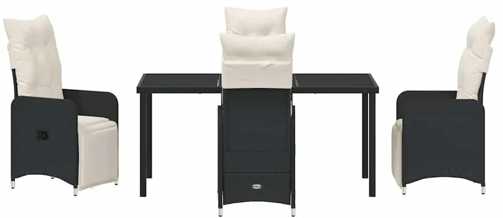 Conjunto de Jantar de Jardim 5 Peças com Almofadas, Rattan Sintético P