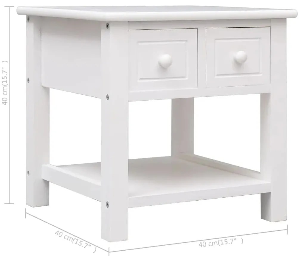 Mesa de apoio 40x40x40 cm madeira de paulownia branco